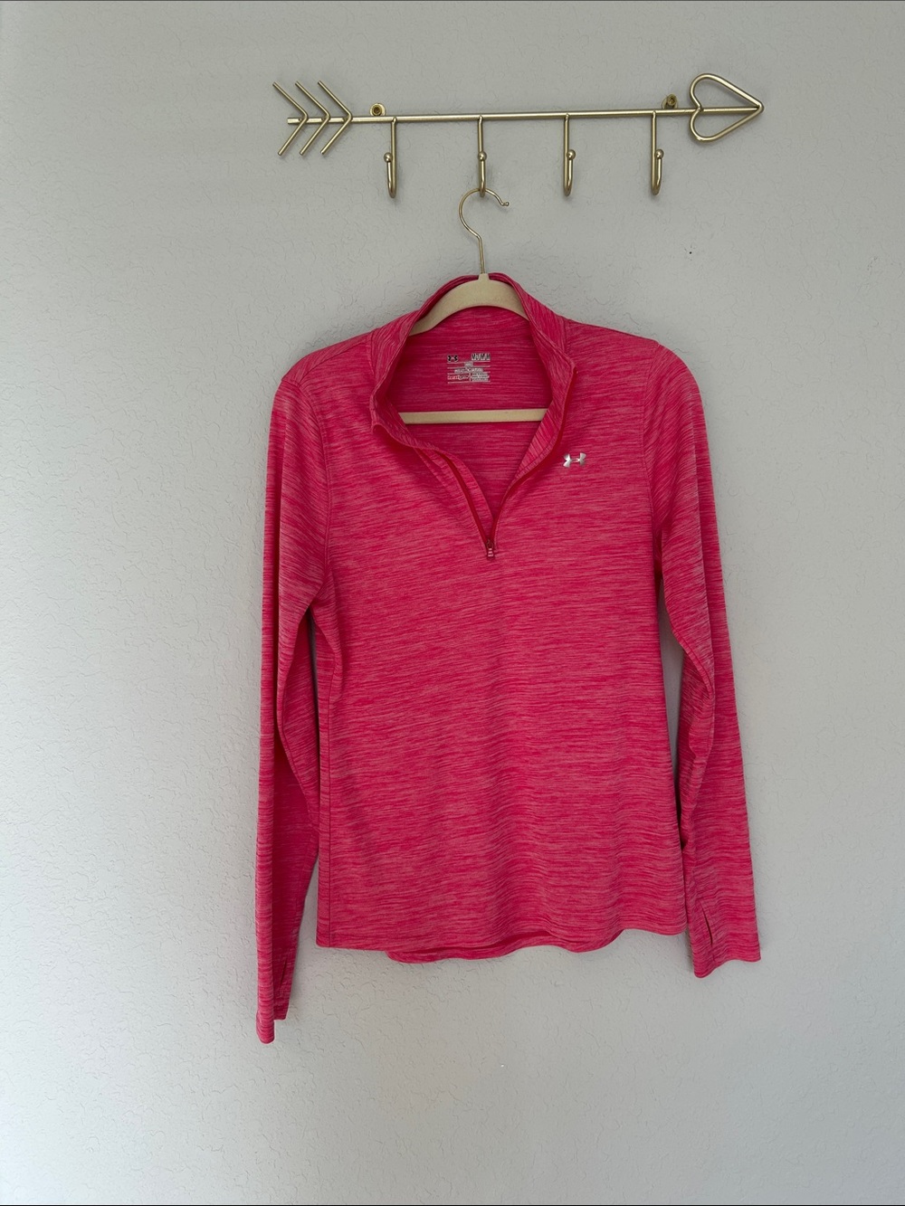 Under Armour Women’s Heathered Hot Pink Quarter-Zip Performance Top